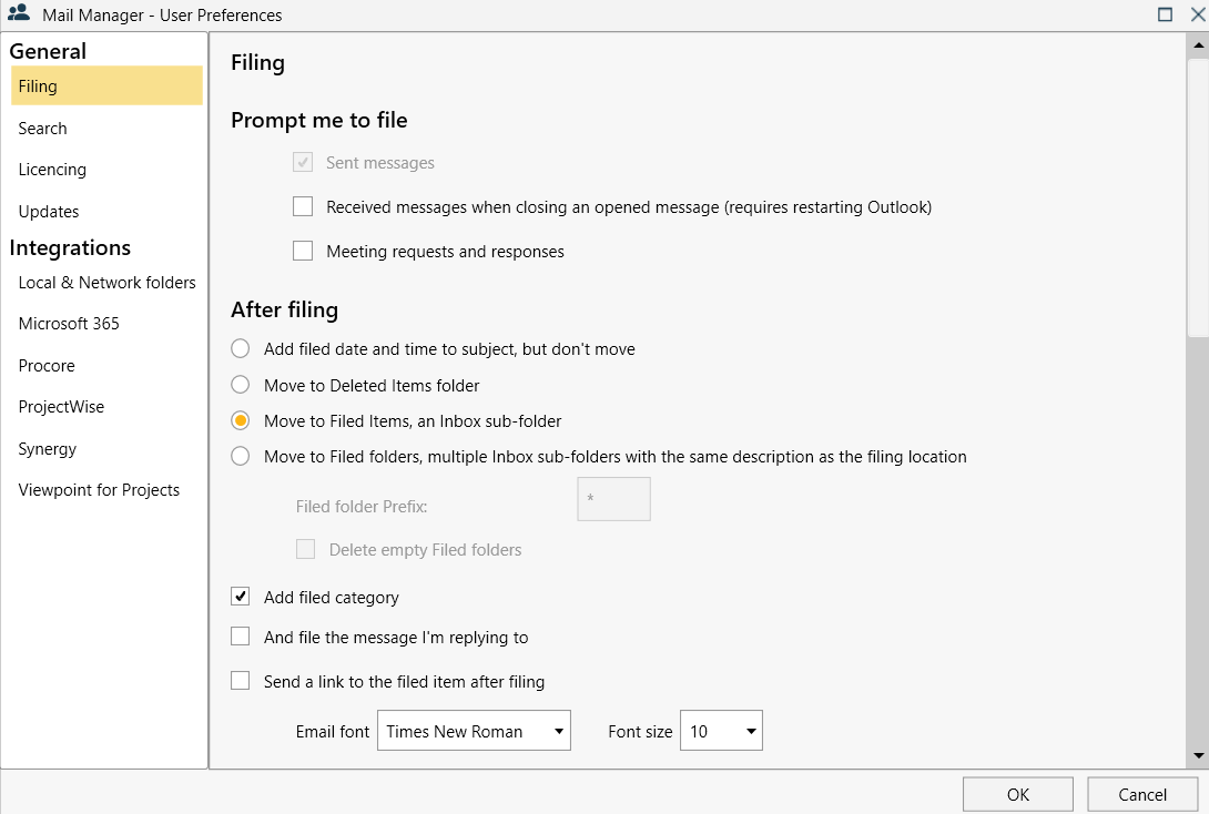User Preference Setting File User Preferences